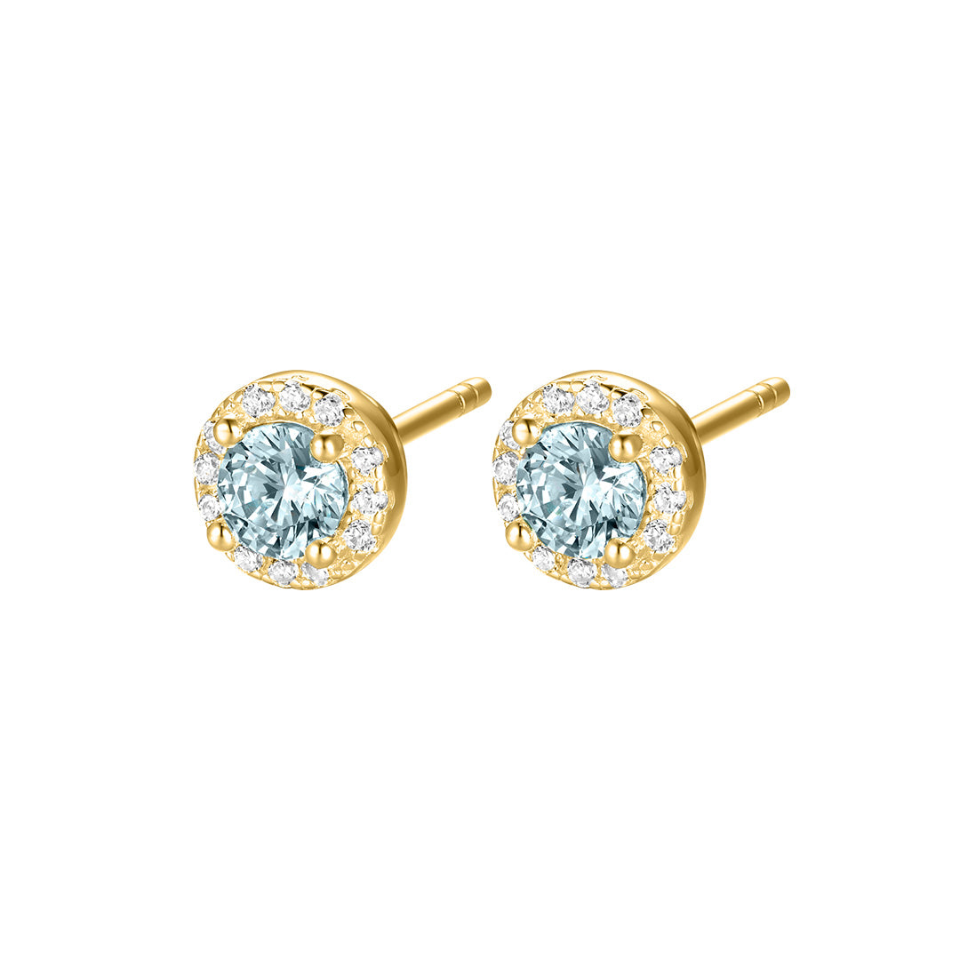 Silver Gold-plated Ice Blue CZ Modern Classics Stud Earrings ST2603