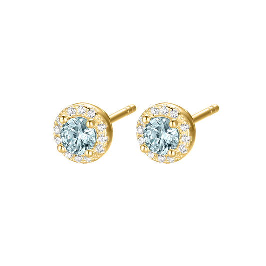 Silver Gold-plated Ice Blue CZ Modern Classics Stud Earrings ST2603