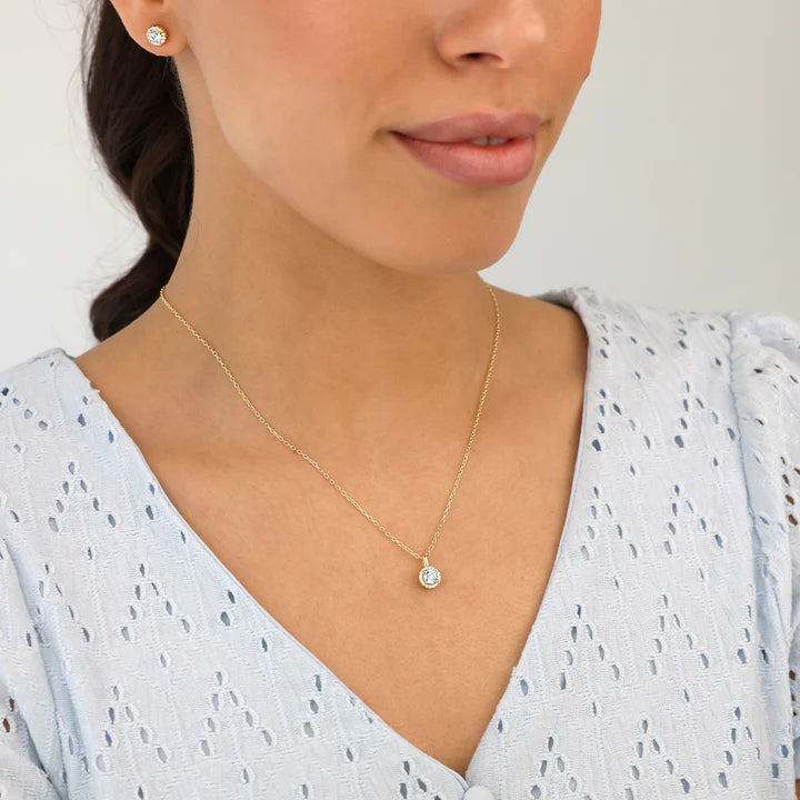 Silver Gold-plated Ice Blue CZ Modern Classics Pendant ST2606