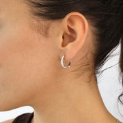 Silver Glamour Girl CZ Hoop Earrings ST2611