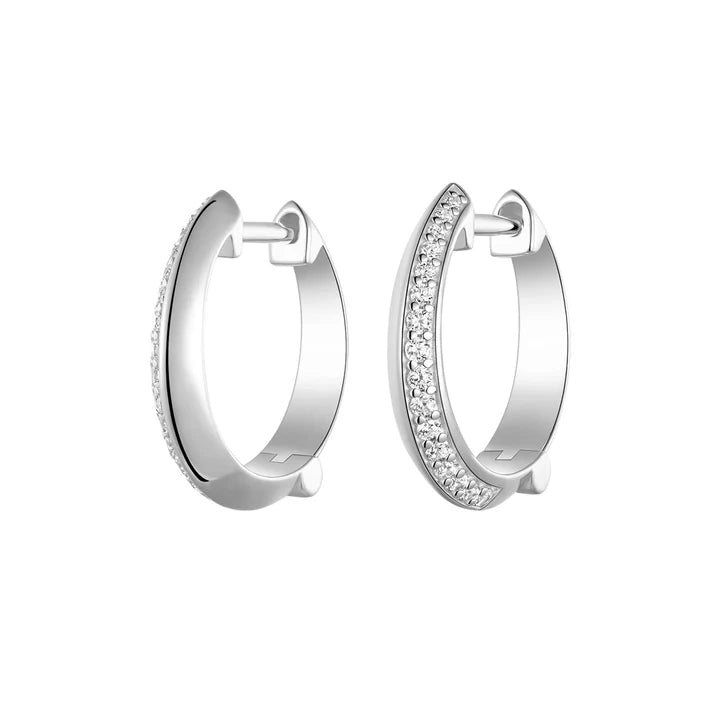 Silver Glamour Girl CZ Hoop Earrings ST2611