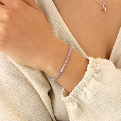 Silver 2.5mm Colour Love Bracelet Pink ST2644