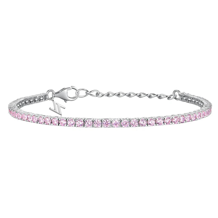 Silver 2.5mm Colour Love Bracelet Pink ST2644