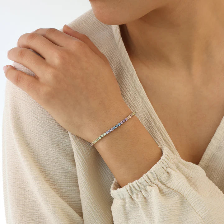 Silver 2.5mm Colour Love Bracelet Rainbow ST2647
