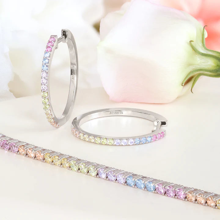 Silver 2.5mm Colour Love Bracelet Rainbow ST2647