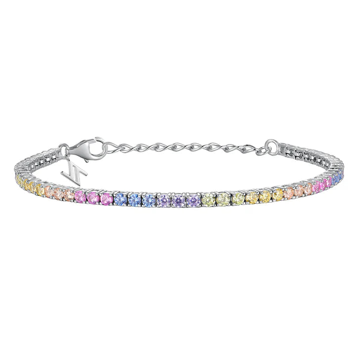 Silver 2.5mm Colour Love Bracelet Rainbow ST2647