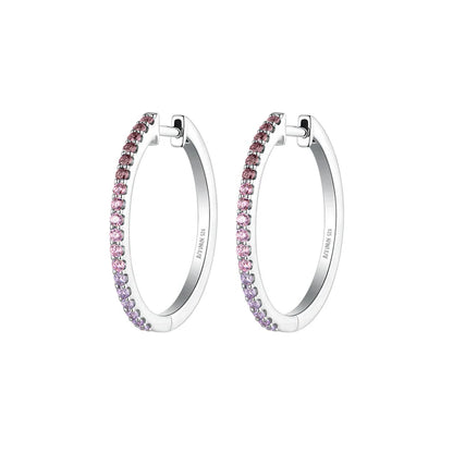 Silver Colour Love Purple Hoop Earrings ST2648