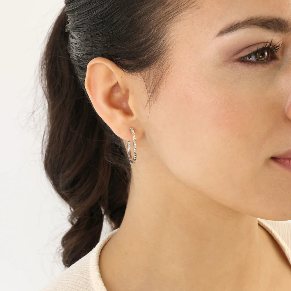 Silver Colour Love Cognac Hoop Earrings ST2649