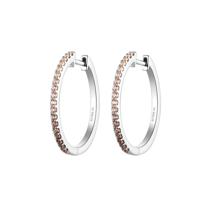 Silver Colour Love Cognac Hoop Earrings ST2649