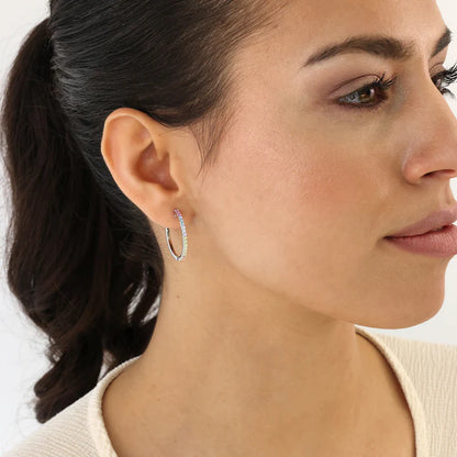 Silver Colour Love Rainbow Hoop Earrings ST2650