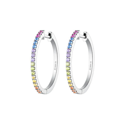 Silver Colour Love Rainbow Hoop Earrings ST2650
