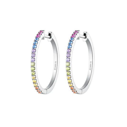 Silver Colour Love Rainbow Hoop Earrings ST2650