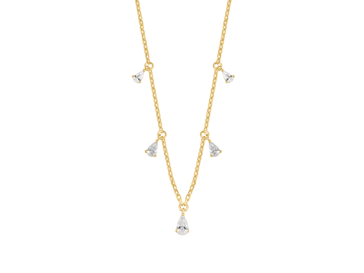 Sterling Silver Gold-plated CZ Droplets Necklace ST2662