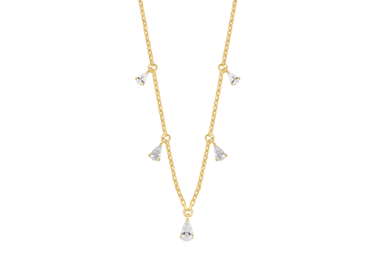 Sterling Silver Gold-plated CZ Droplets Necklace ST2662
