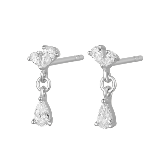 Silver CZ Sparkly Drop Earrings ST2663