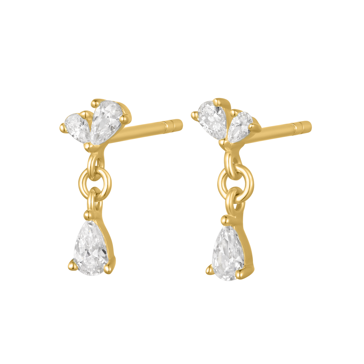 Silver Gold-plated CZ Sparkly Drop Earrings ST2664