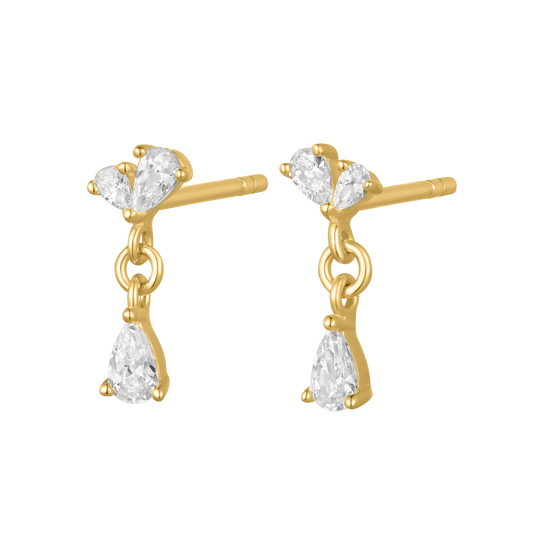 Silver Gold-plated CZ Sparkly Drop Earrings ST2664