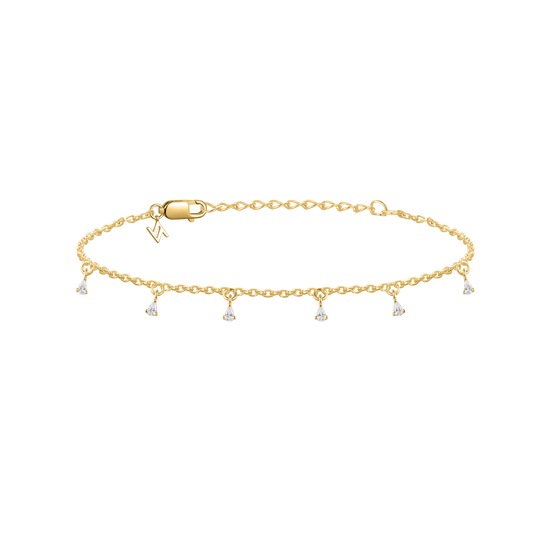 Sterling Silver Gold-plated Sparkly Droplets Bracelet ST2668