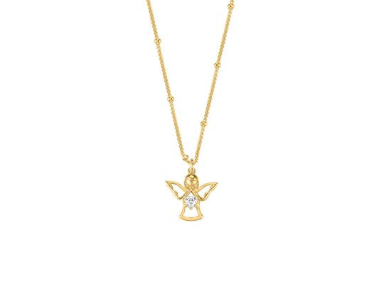 Sterling Silver Gold-plated CZ Angel Pendant ST2681