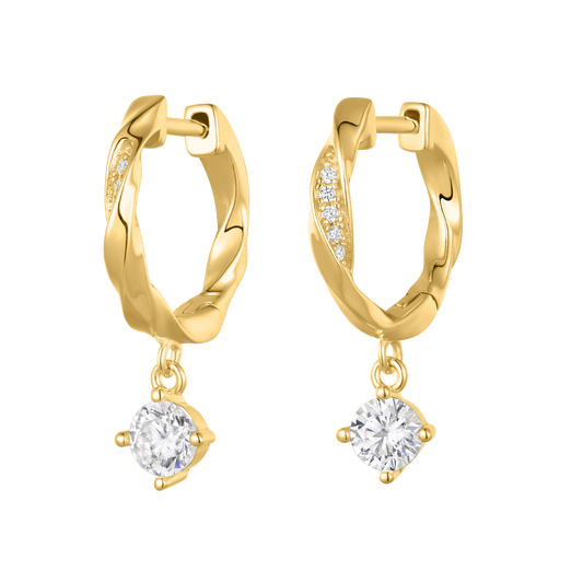Silver Gold-plated CZ twisted Circle Huggie Earrings ST2689