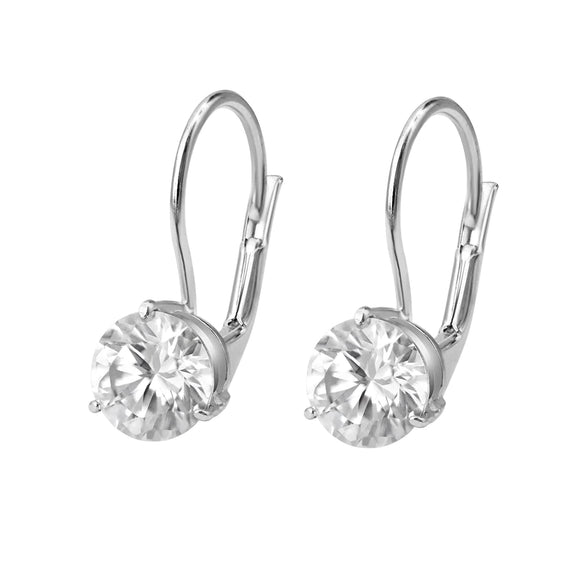 Silver CZ Classic Solitaire Drop Earrings ST537