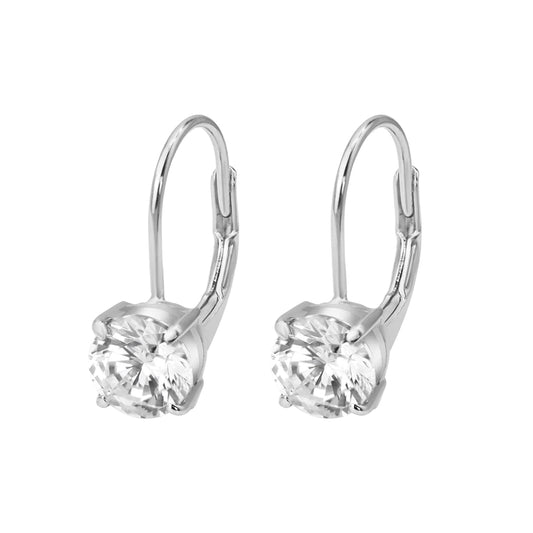 Silver CZ Classic Solitaire Gala Drop Earrings ST551