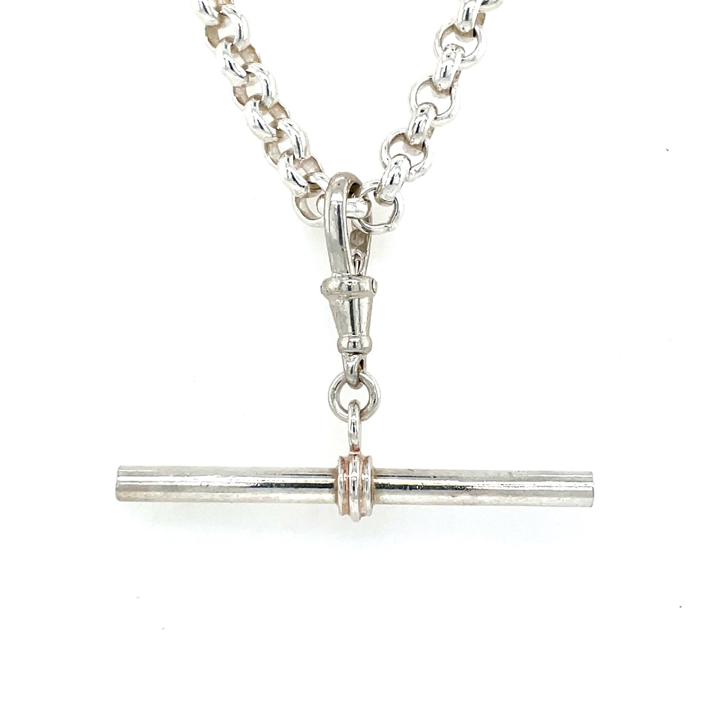 Sterling Silver 18 inch Round Belcher T-Bar Chain STB7