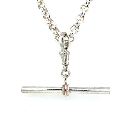 Sterling Silver 18 inch Round Belcher T-Bar Chain STB7