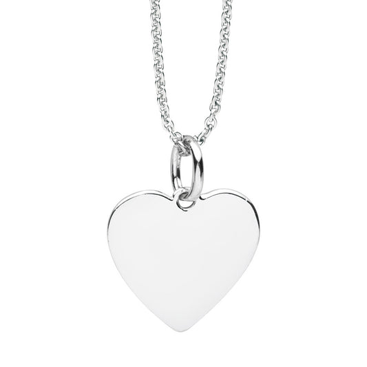 Silver Engravable Heart Pendant 16mm STG014