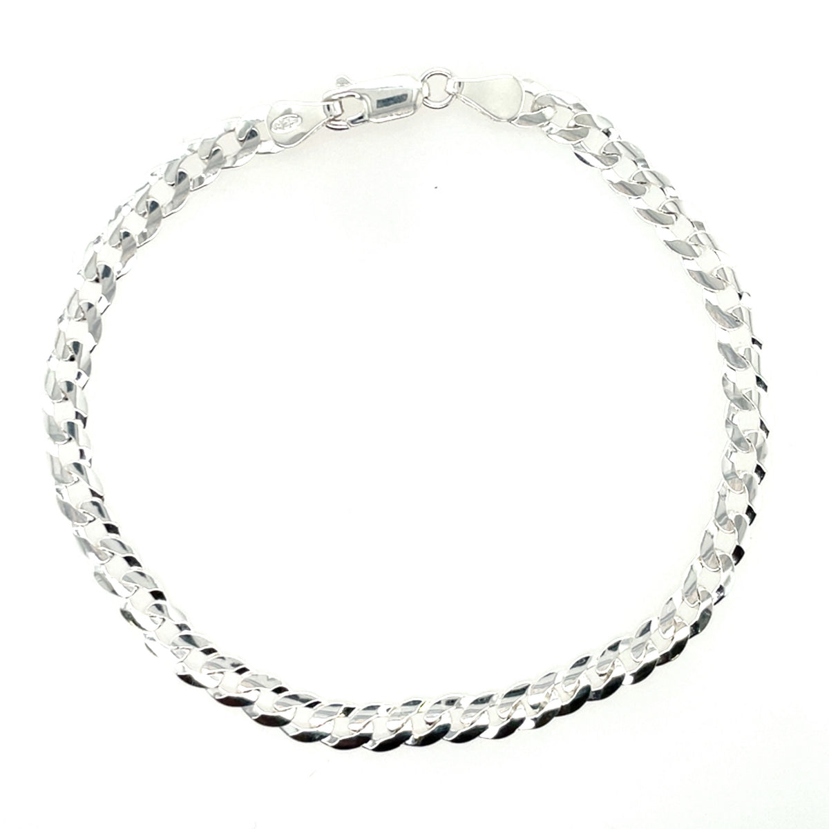 Sterling Silver Men's Flat Oval 5mm Curb Bracelet  SUF0085