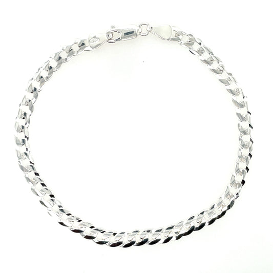 Sterling Silver Men's Flat Oval 5mm Curb Bracelet  SUF0085