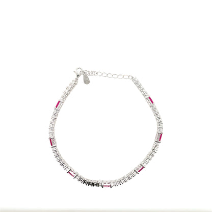 Sterling Silver Ruby CZ Bracelet SB8130/R