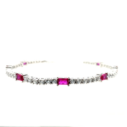 Sterling Silver Ruby CZ Bracelet SB8130/R