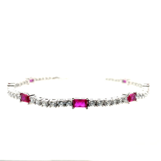 Sterling Silver Ruby CZ Bracelet SB8130/R