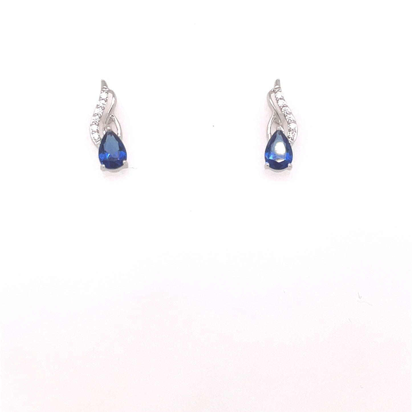 Sterling Silver Sapphire CZ Swirl Stud Earrings SE630/S