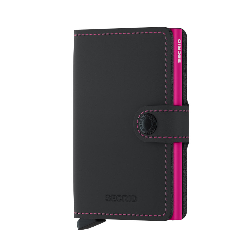 Secrid Miniwallet Black & Fuchsia Leather