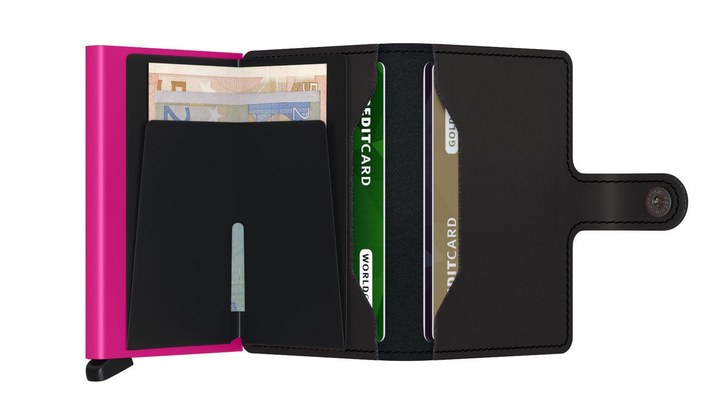 Secrid Miniwallet Black & Fuchsia Leather