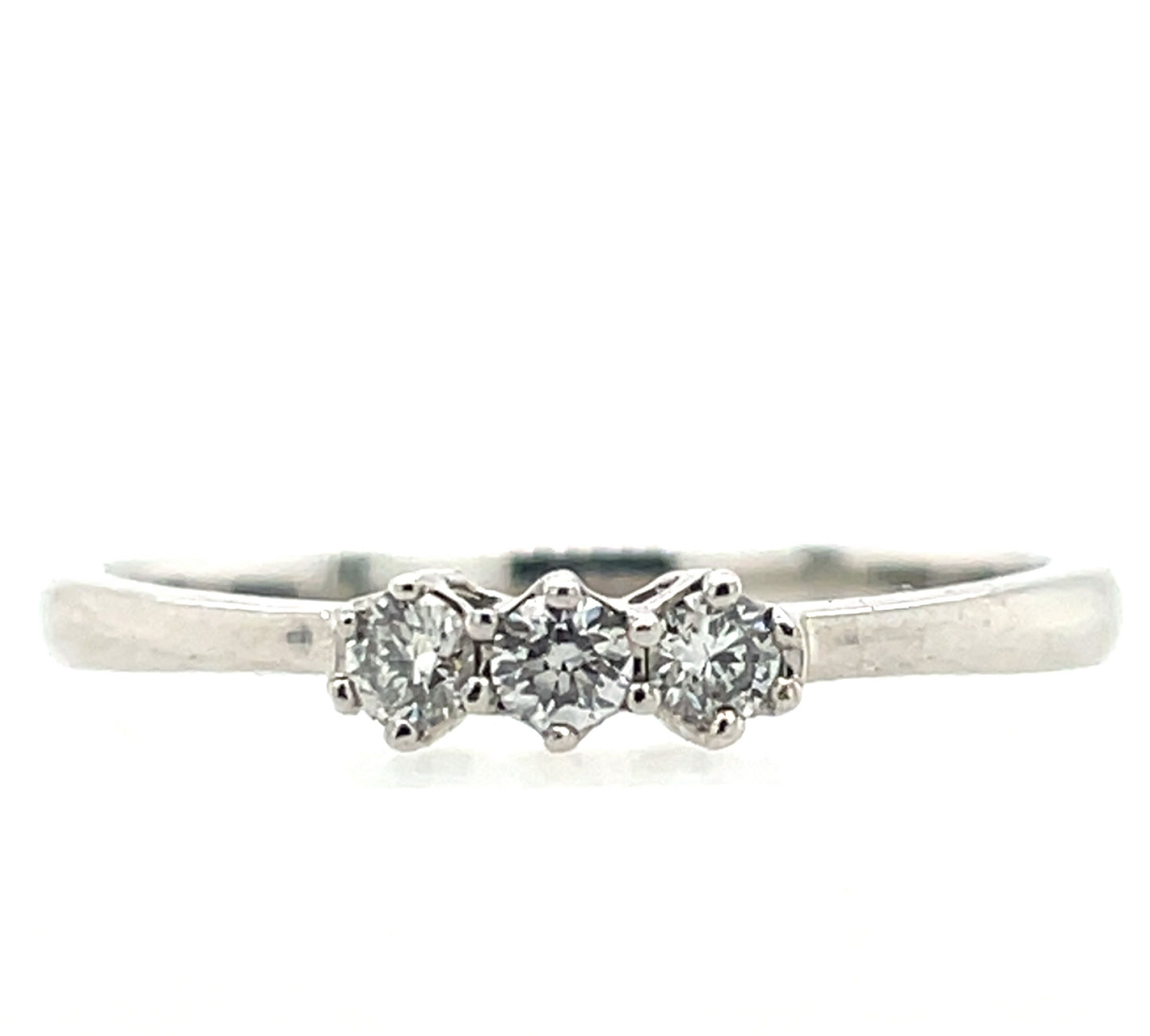 18ct White Gold Diamond 0.15ct Trilogy Ring T005