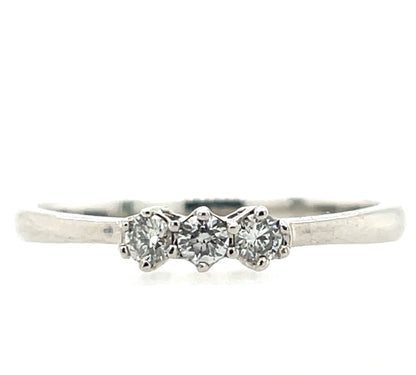 18ct White Gold Diamond 0.15ct Trilogy Ring T005