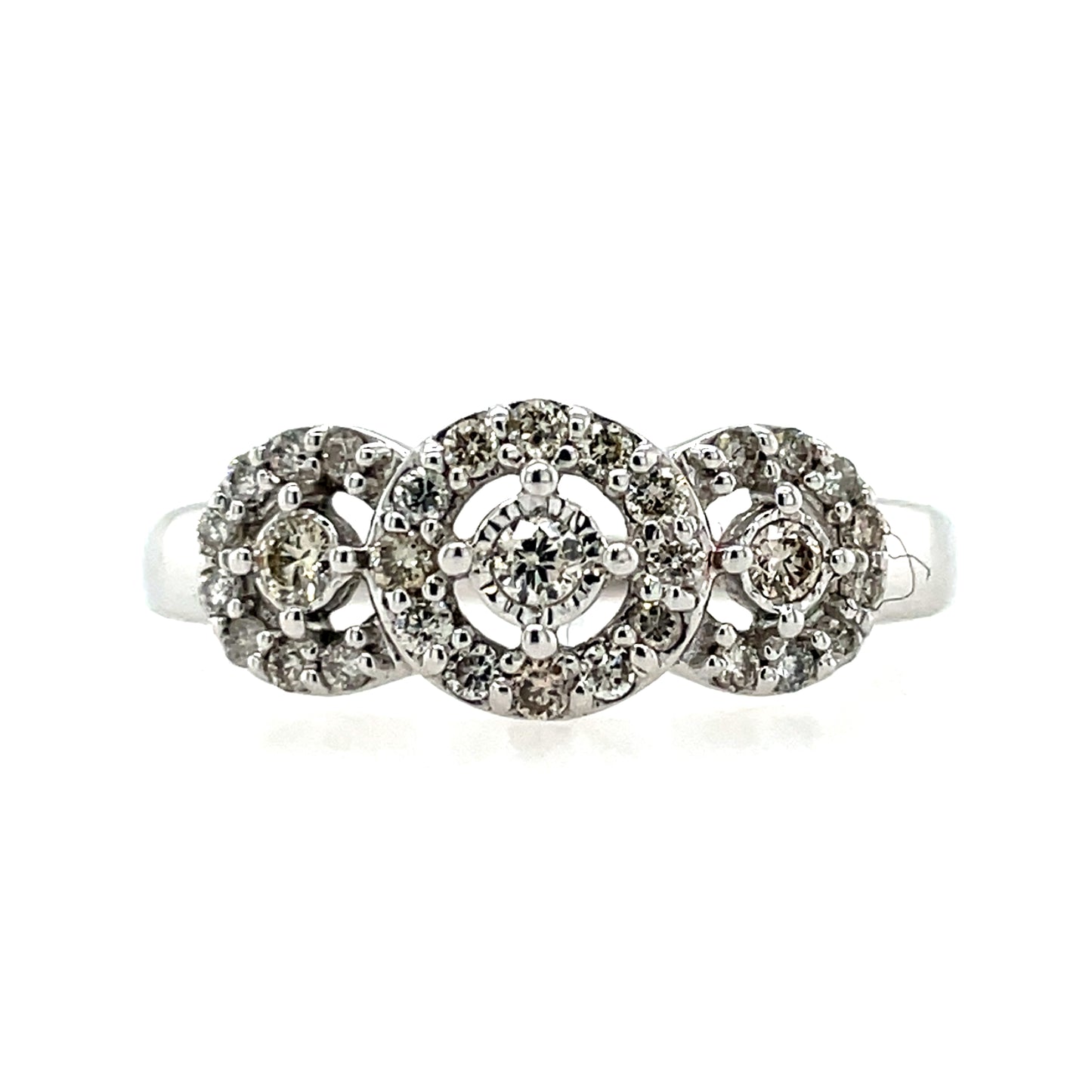 9ct White Gold Diamond 0.33ct Vintage Trilogy Ring T70