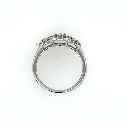9ct White Gold Diamond 0.33ct Vintage Trilogy Ring T70