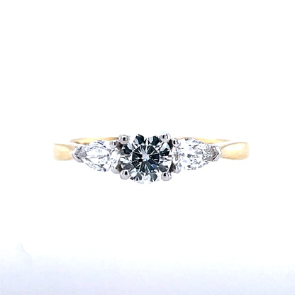 18ct Gold 0.89ct Natural Diamond Trilogy Ring T80