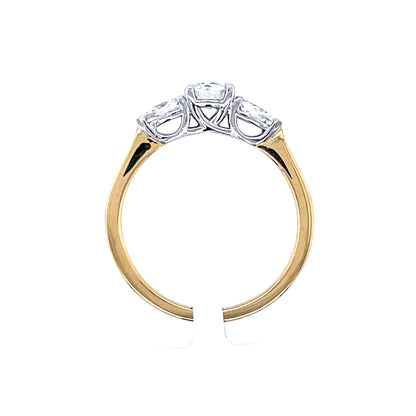 18ct Gold 0.89ct Natural Diamond Trilogy Ring T80