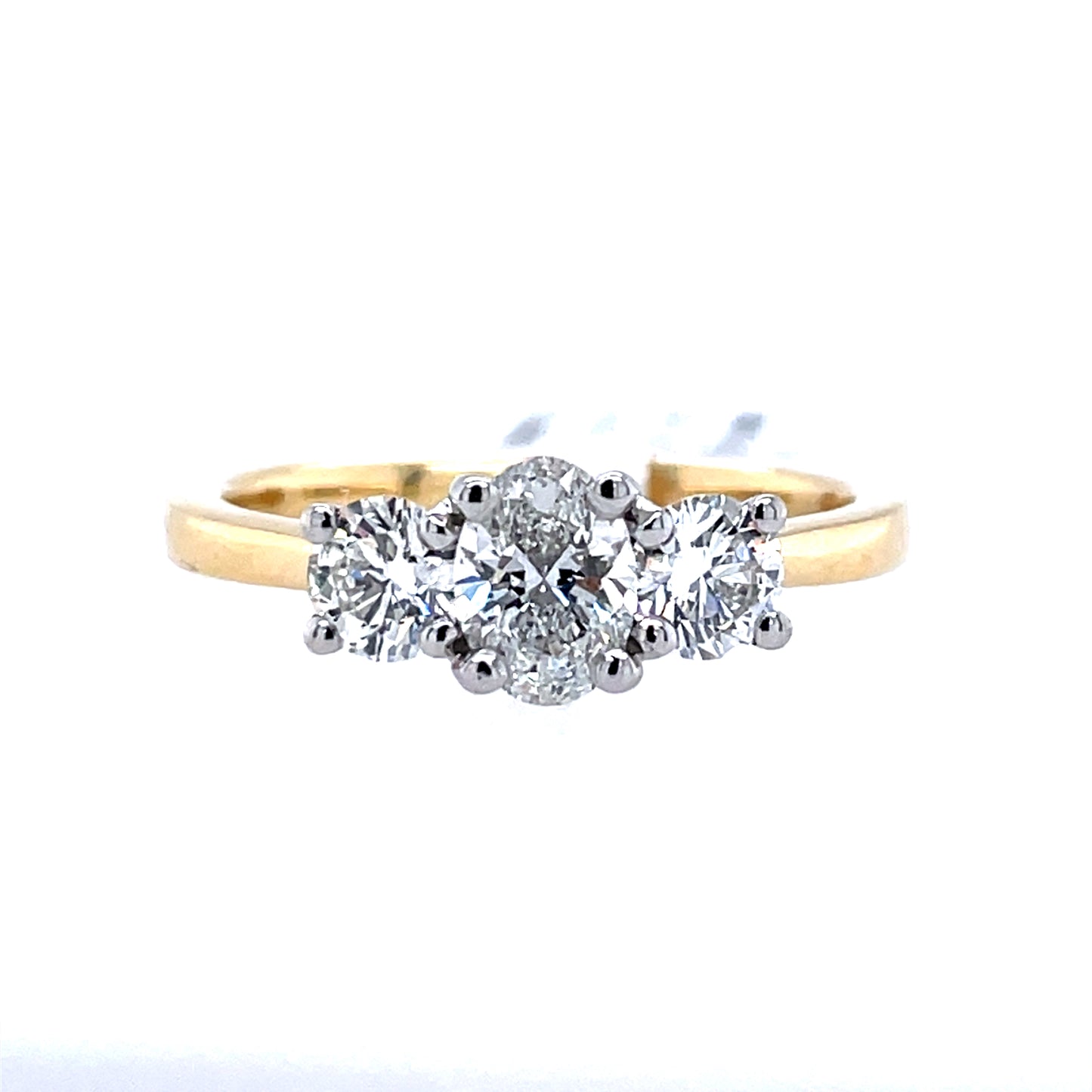 18ct Gold 0.89ct Natural Diamond Trilogy Ring T81
