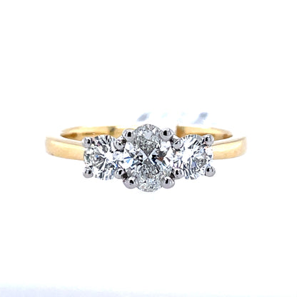 18ct Gold 0.89ct Natural Diamond Trilogy Ring T81