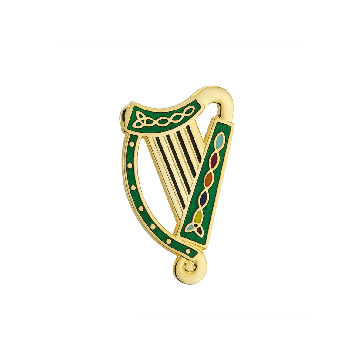 Gold Plated Harp Brooch - Green TG1051GN