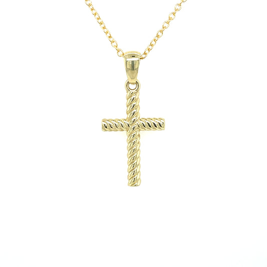 9ct Yellow Gold 25mm Grooved Cross GP736
