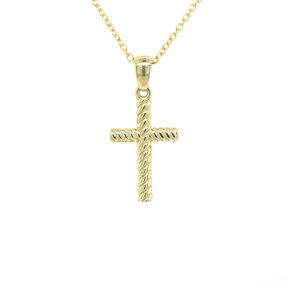 9ct Yellow Gold 25mm Grooved Cross GP736