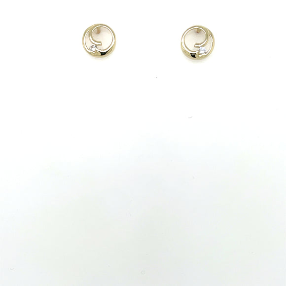 9ct Gold CZ Swirl Stud Earrings GEZ676