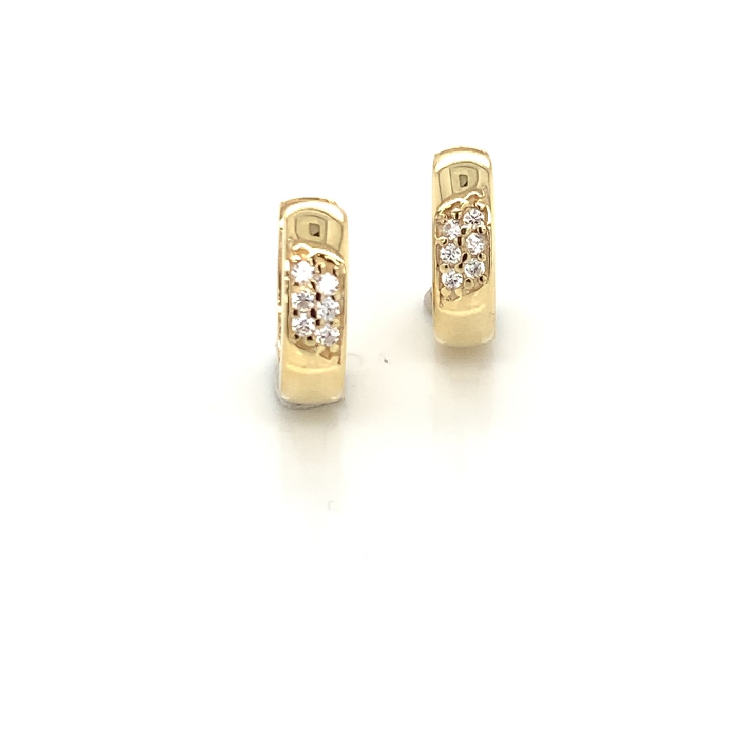 Sterling Silver 18ct Gold 12mm Neat CZ Huggie Hoop Earrings